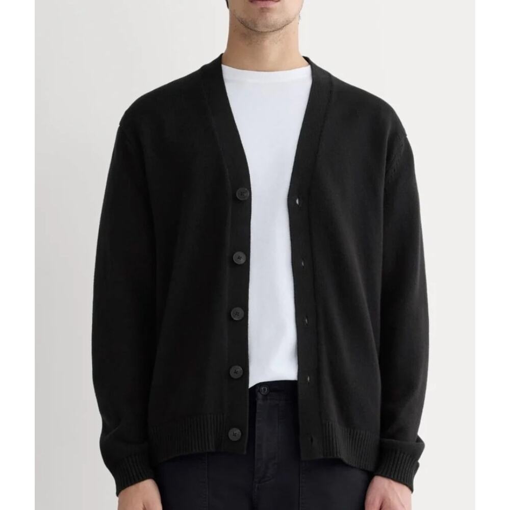 New Everlane Men's The Classic Cardigan Everyday organic Cotton black sz Med